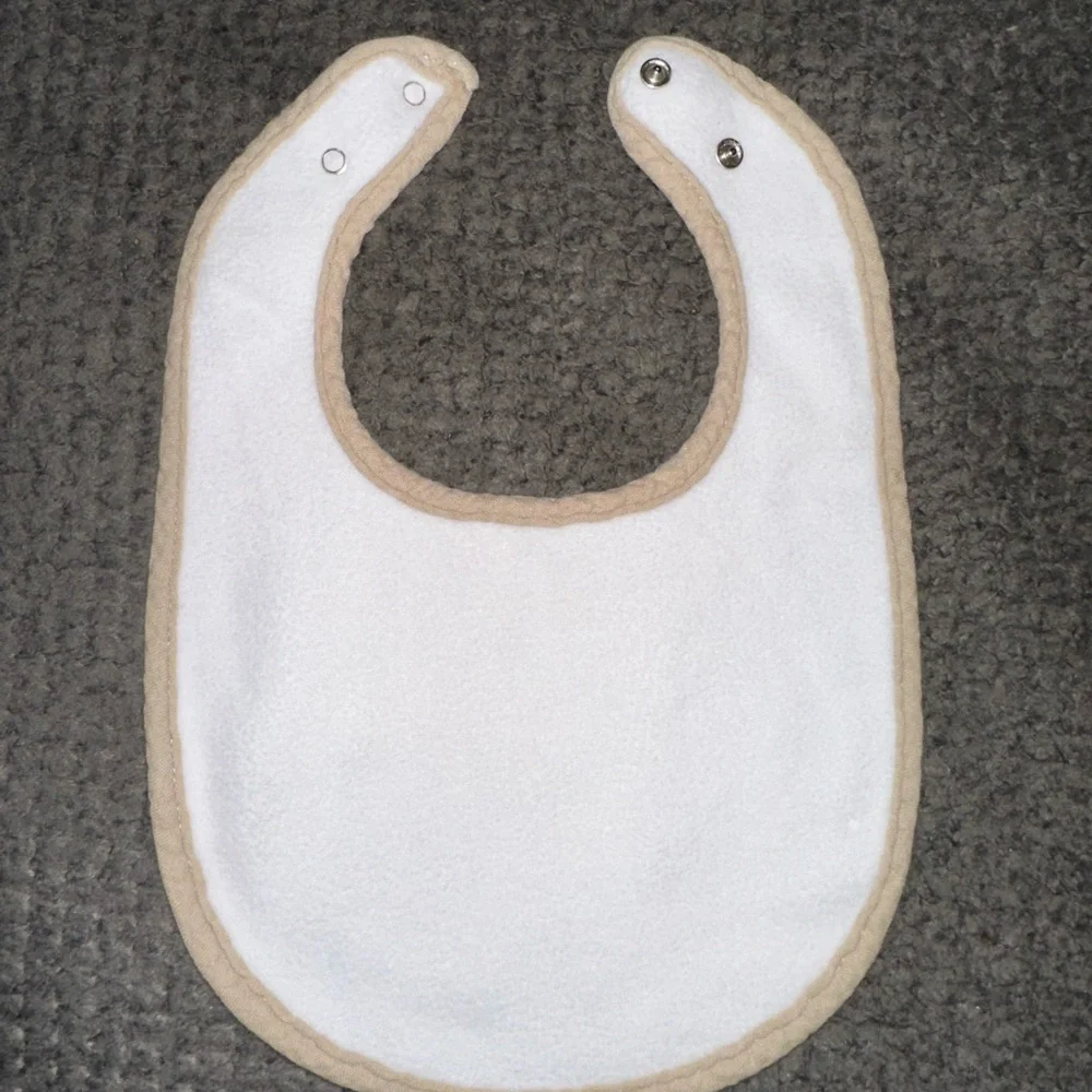 NEW Handcrafted Little Ham Beige Baby Bib with Duck Design